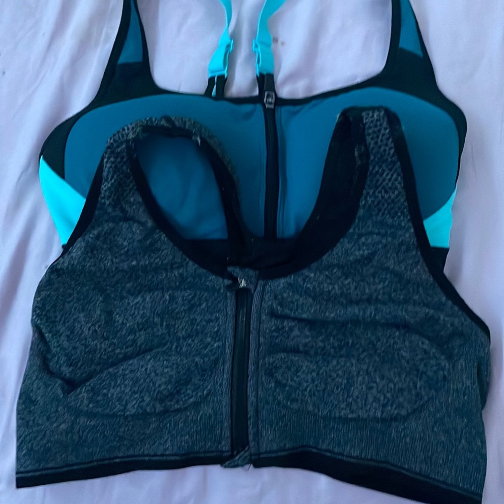 2 front zip up bras 10 each